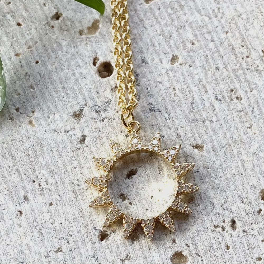 Gold Sunburst Pendant Necklace